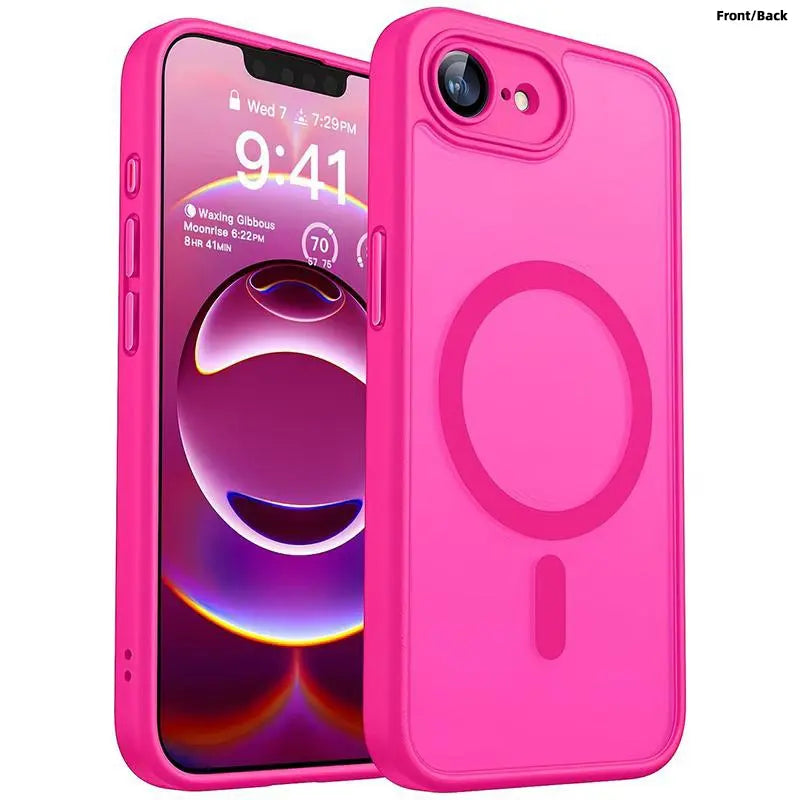 Enhanced Magnetic Phone Cover Protector with Full Camera Protection for Iphone 17E/16E, Translucent Matte Finish Casing, Shockproof, Protective Shock-Resistant Design, Compatible with Wireless Charging, Protective Cellphone Casing