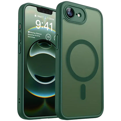 Enhanced Magnetic Phone Cover Protector with Full Camera Protection for Iphone 17E/16E, Translucent Matte Finish Casing, Shockproof, Protective Shock-Resistant Design, Compatible with Wireless Charging, Protective Cellphone Casing