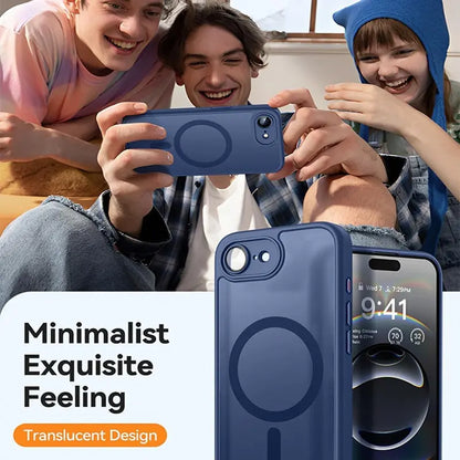 Enhanced Magnetic Phone Cover Protector with Full Camera Protection for Iphone 17E/16E, Translucent Matte Finish Casing, Shockproof, Protective Shock-Resistant Design, Compatible with Wireless Charging, Protective Cellphone Casing
