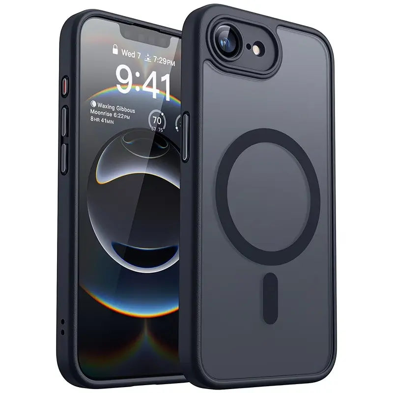 Enhanced Magnetic Phone Cover Protector with Full Camera Protection for Iphone 17E/16E, Translucent Matte Finish Casing, Shockproof, Protective Shock-Resistant Design, Compatible with Wireless Charging, Protective Cellphone Casing