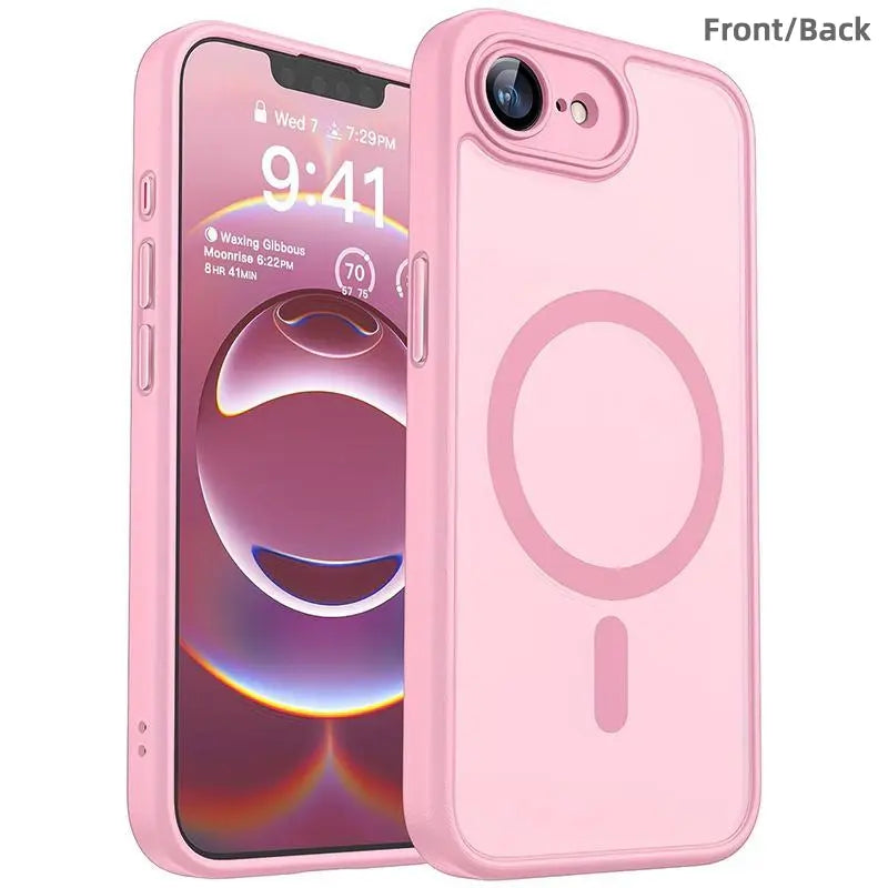 Enhanced Magnetic Phone Cover Protector with Full Camera Protection for Iphone 17E/16E, Translucent Matte Finish Casing, Shockproof, Protective Shock-Resistant Design, Compatible with Wireless Charging, Protective Cellphone Casing