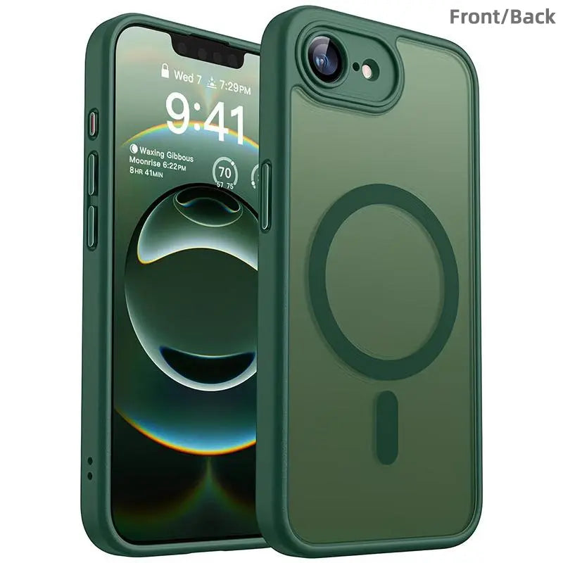 Enhanced Magnetic Phone Cover Protector with Full Camera Protection for Iphone 17E/16E, Translucent Matte Finish Casing, Shockproof, Protective Shock-Resistant Design, Compatible with Wireless Charging, Protective Cellphone Casing