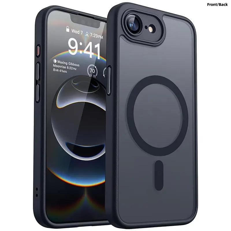 Enhanced Magnetic Phone Cover Protector with Full Camera Protection for Iphone 17E/16E, Translucent Matte Finish Casing, Shockproof, Protective Shock-Resistant Design, Compatible with Wireless Charging, Protective Cellphone Casing